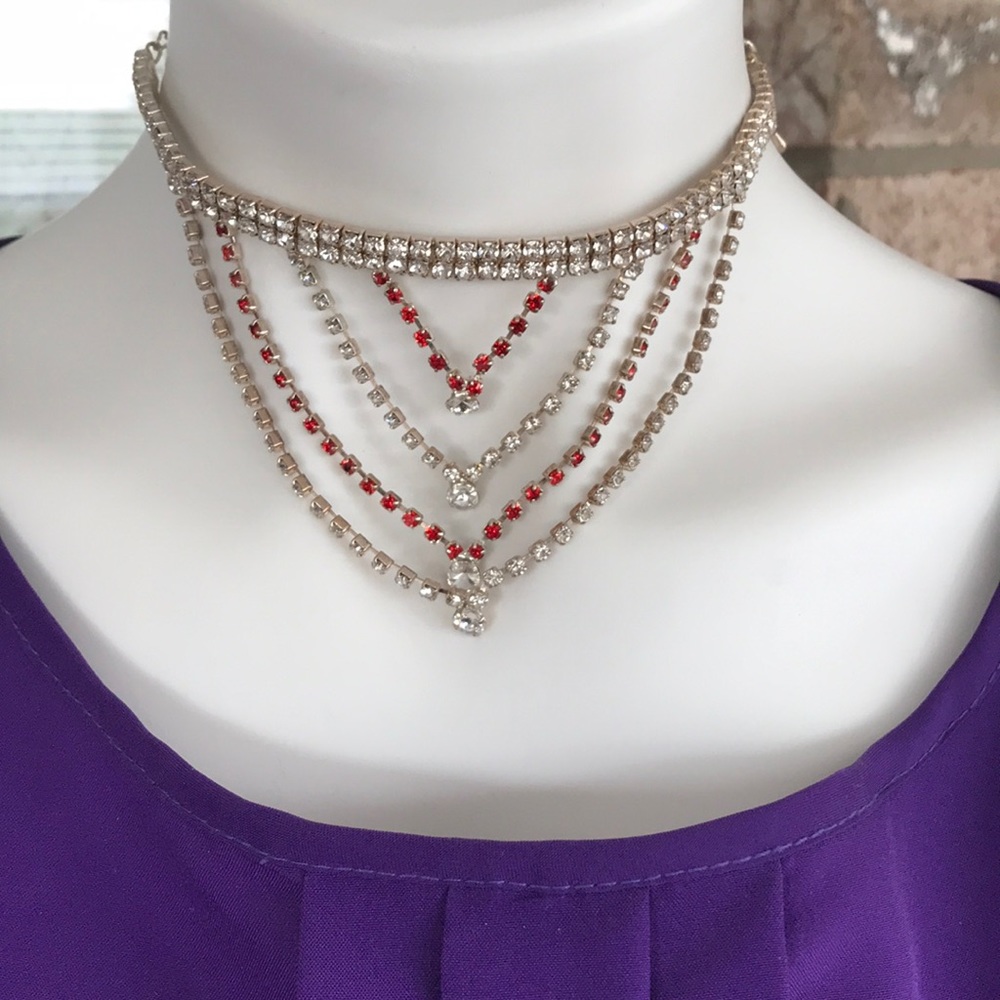 Diamond/Crystal Costume Necklace and Earrings - Picture 1 of 8